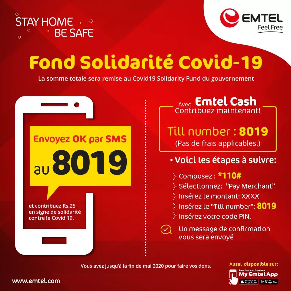 Emtel invite ses clients à soutenir le Covid-19 Solidarity Fund | business-magazine.mu