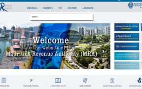 Capture d'écran de la page d'accueil de la MRA